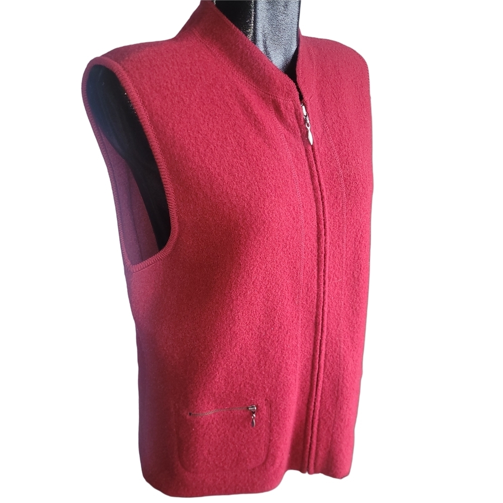 Lindor Red Sleeveless 100% Wool Zip-Up Sweater Vest Size M